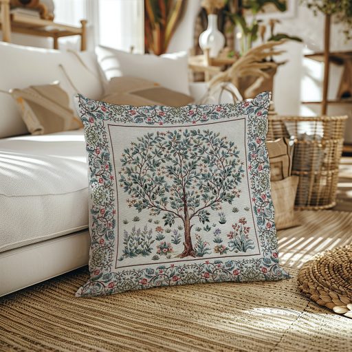 Életfa (fehér) díszpárna huzat