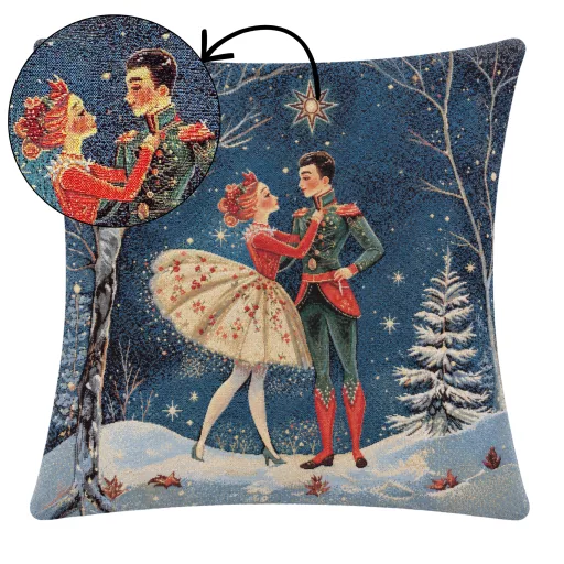 Balerinás, diótörős gobelin díszpárna huzat, arany lurex