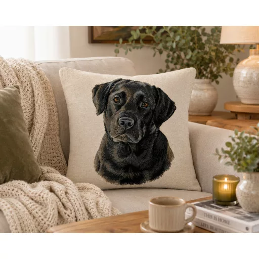 Fekete labrador kutyás díszpárna huzat