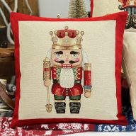   Nutcracker diótörős (arany koronás) díszpárna huzat, arany lurex