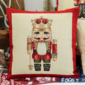 Nutcracker diótörős (arany koronás) díszpárna huzat, arany lurex