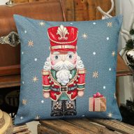   Nutcracker kék diótörős (ősz szakállas) díszpárna huzat, ezüst lurex