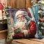 Esti mese, télapós gobelin díszpárna huzat, arany lurex