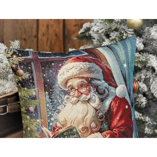Esti mese, télapós gobelin díszpárna huzat, arany lurex