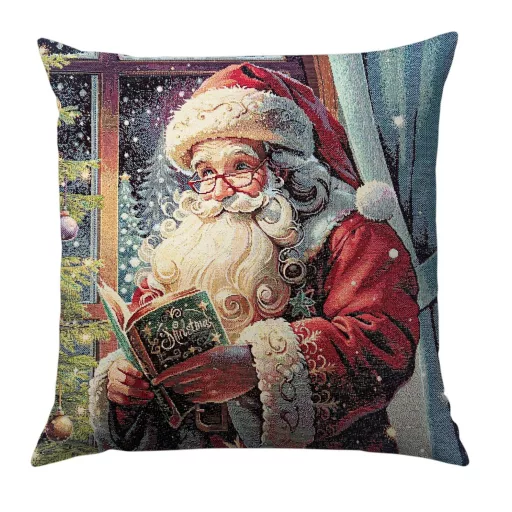 Esti mese, télapós gobelin díszpárna huzat, arany lurex