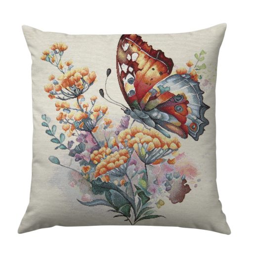 Pillangó varázs (sárga virágos) díszpárna huzat