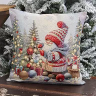 Manó az erdőben gobelin díszpárna huzat, arany lurex