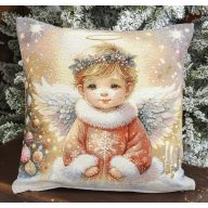 Angyalkás (szembe néző) díszpárna huzat, lurex nélkül