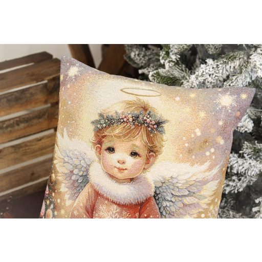 Angyalkás (szembe néző) díszpárna huzat, lurex nélkül