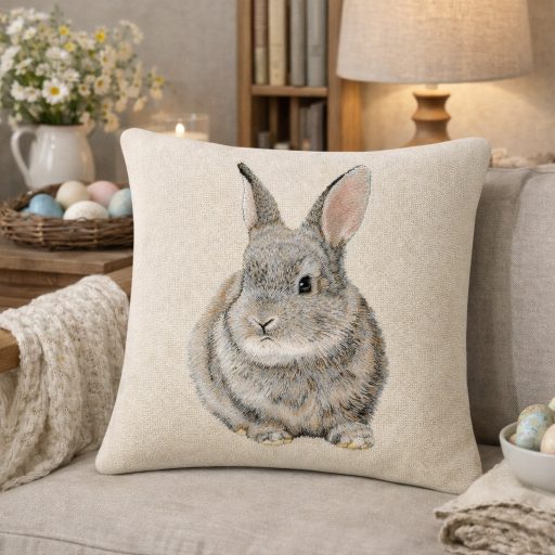 Bársonyos nyuszi díszpárna huzat (fordítható)