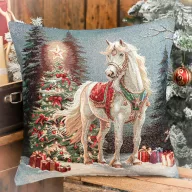 Fehér lovas, ünnepi díszpárna huzat, arany lurex