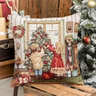 Ünnepi fadíszítés díszpárna huzat, arany lurex