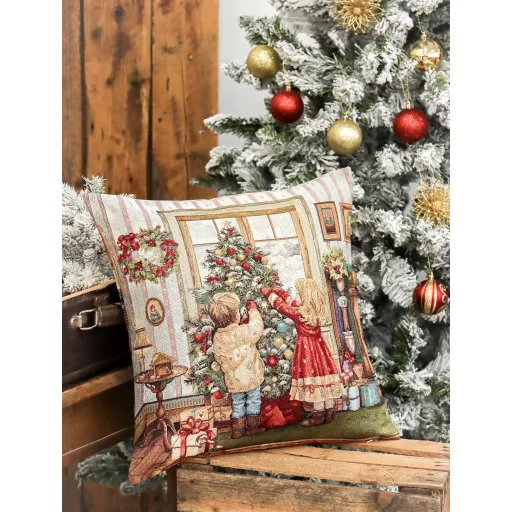 Ünnepi fadíszítés díszpárna huzat, arany lurex