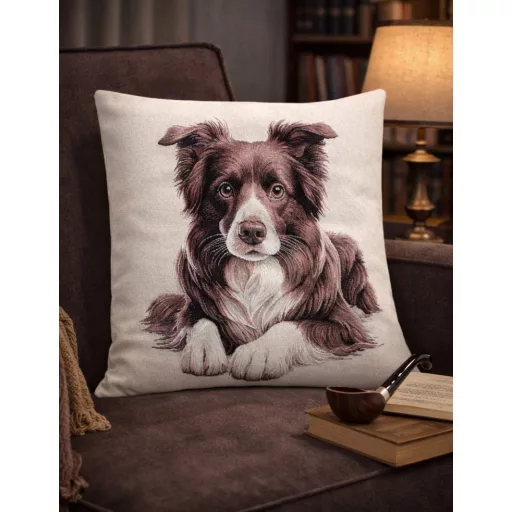 Border collie (barna) kutyás díszpárna huzat