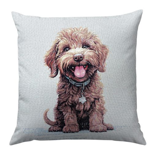 Mini poodle (barna) kutyás díszpárna huzat