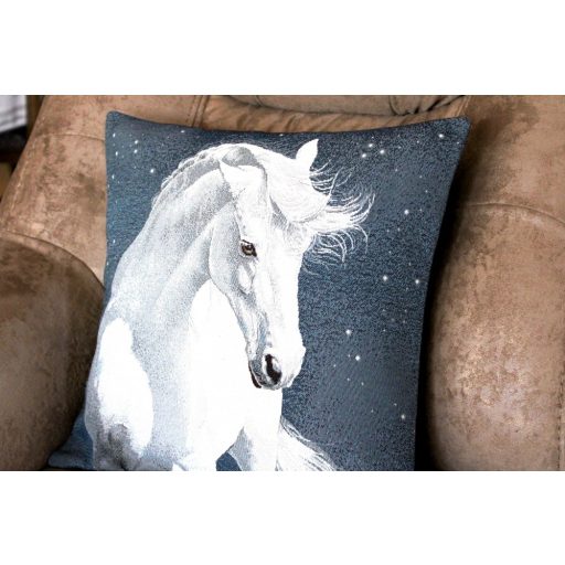 Fehér lovas díszpárna huzat