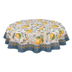   Positano citromos, olivás asztalterítő, kör alakú, 160 cm