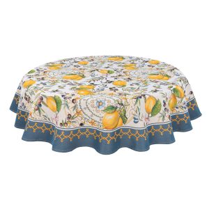 Positano citromos, olivás asztalterítő, kör alakú, 160 cm