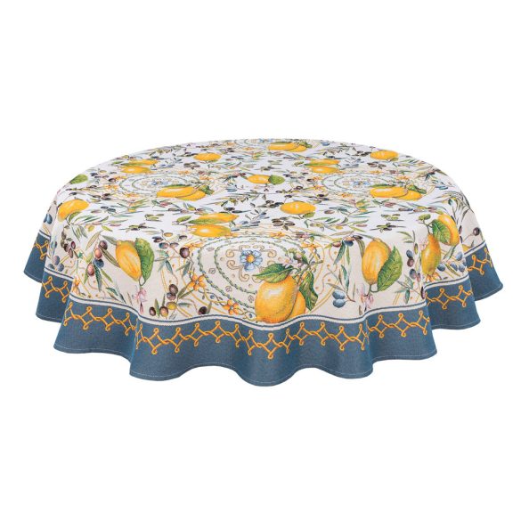 Positano citromos, olivás asztalterítő, kör alakú, 160 cm