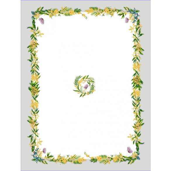 Sárga mimóza virágos asztalterítő, L-es, 137x180 cm