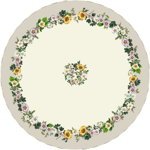 Árvácska virágos, lepkés asztalterítő, kerek, 160 cm