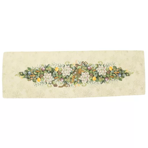 Advent karácsonyi koszorús asztali futó, 44x140 cm, arany lurex
