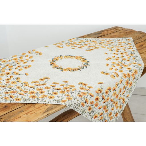 Apró, sárga virágos asztalterítő, 96x100 cm