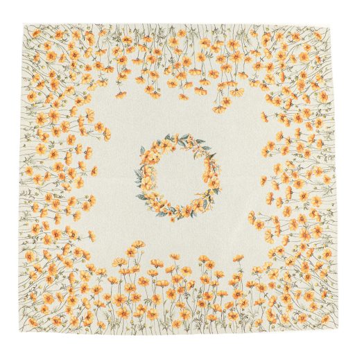 Apró, sárga virágos asztalterítő, 96x100 cm