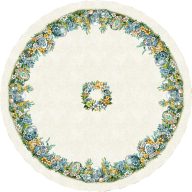  Húsvéti tojásos (sárga-kék) asztalterítő, kerek, 160 cm