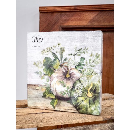 Green/white pumpkin tökös szalvéta, 3 rétegű, 20 db/csomag, IHR