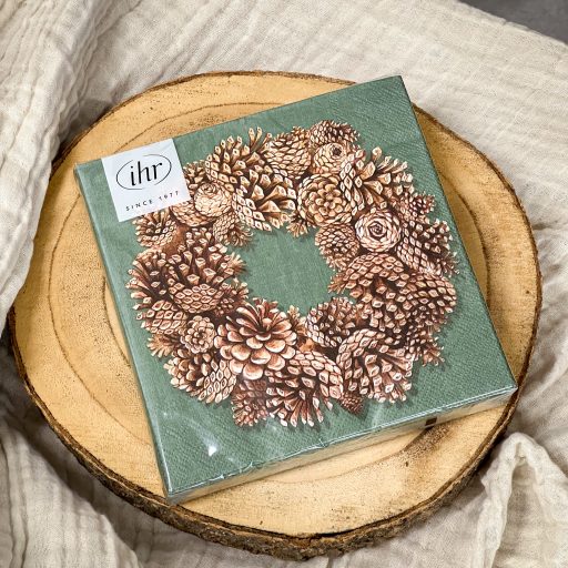 Toboz koszorú szalvéta, 3 rétegű, 20 db/csomag, IHR