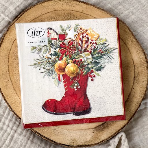 Christmas boots karácsonyi szalvéta, 3 rétegű, 20 db/csomag, IHR