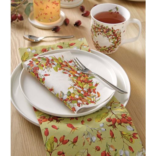 Rose hip csipkebogyós, őszi szalvéta, 3 rétegű, 20 db/csomag, IHR