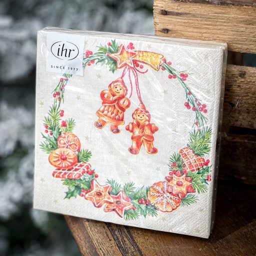 Cookie mézeskalácsos karácsonyi szalvéta, 3 rétegű, 20 db/csomag, IHR