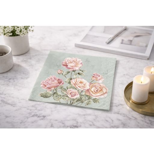 Lillith rózsás szalvéta, 3 rétegű, 20 db/csomag, IHR