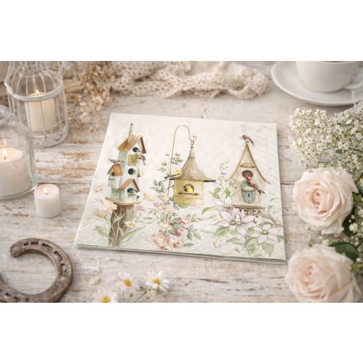 Three birdhouses madárházas szalvéta, 3 rétegű, 20 db/csomag, IHR