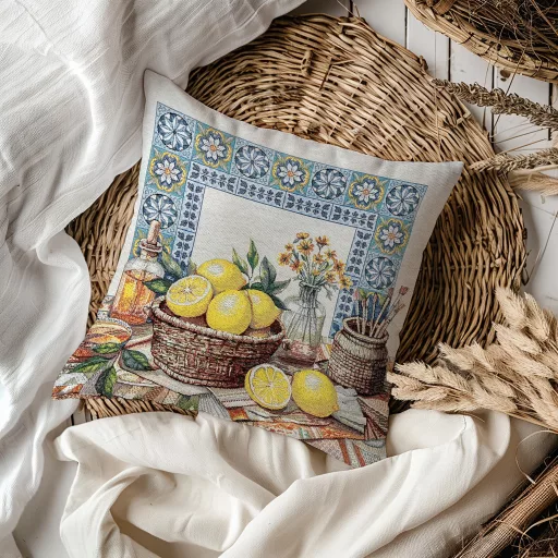 Lemon Art citromos mediterrán díszpárna huzat
