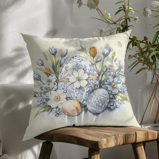 Kék hímes tojásos díszpárna huzat