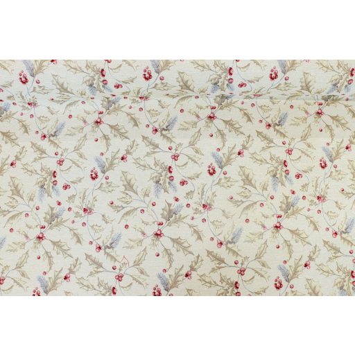 Golden holly karácsonyi gépi gobelin szövet, ezüst lurex, 140 cm széles