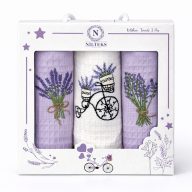   Levendulás (hímzett) konyharuha szett díszdobozban, 3 db-os