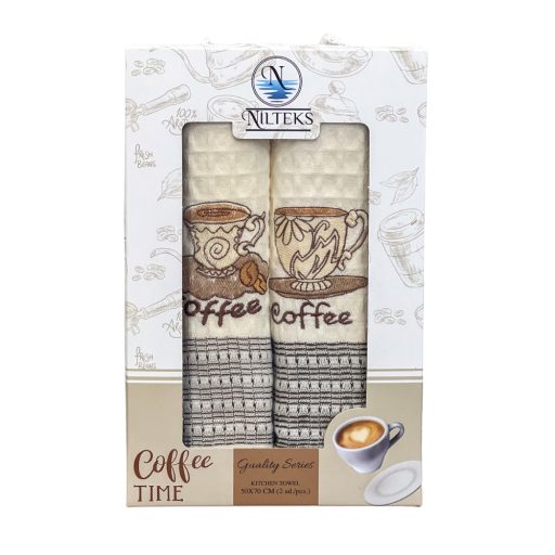 Kávés konyharuha szett díszdobozban, 2 db-os 