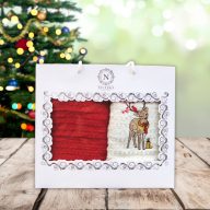   Szarvasos konyhai törölköző szett díszdobozban (piros), 2 db-os