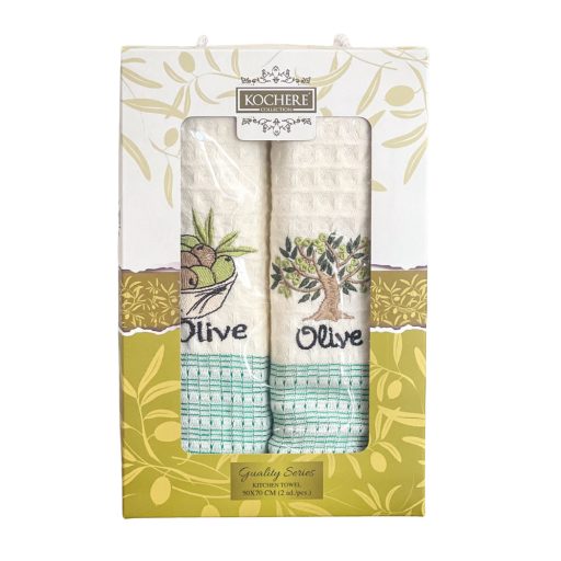 Olivás konyharuha szett díszdobozban, 50x70 cm, 2 db-os 