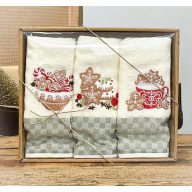   Mézeskalácsos (zöld kockás) konyharuha szett díszdobozban, 3 db-os