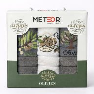 Olivás frottír kéztörlő szett díszdobozban, 3 db-os