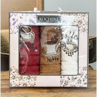 Kávés kéztörlő szett díszdobozban, 3 db-os