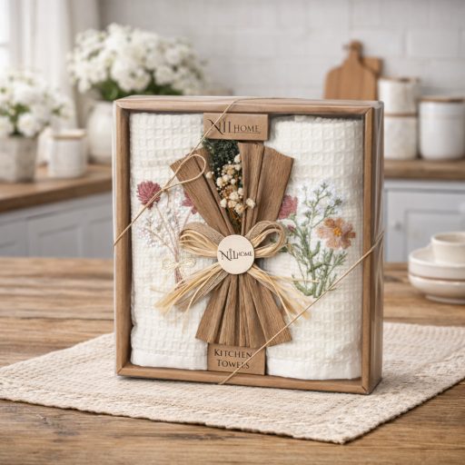 Mezei virágos konyharuha szett díszdobozban, 2 db-os