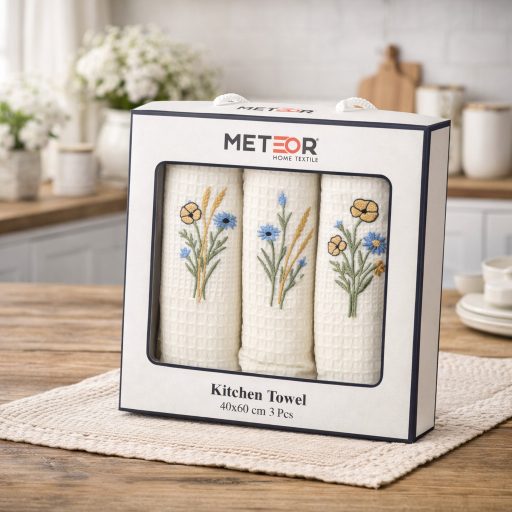 Búzavirágos konyharuha szett díszdobozban, 3 db-os