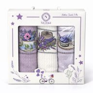   Levendula mix (csésze-kalap-torta) konyharuha szett díszdobozban, 3 db-os