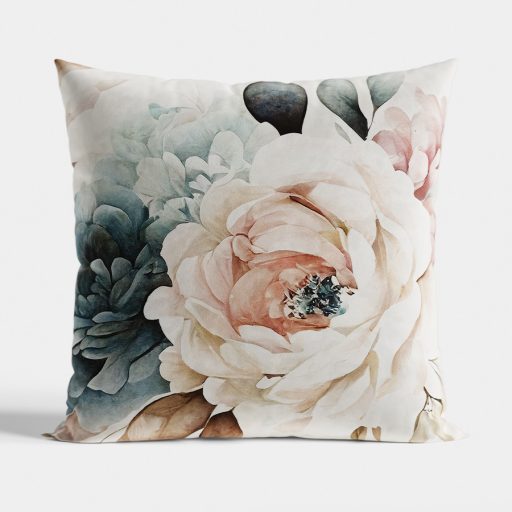 Eva virágos bársony díszpárna töltettel